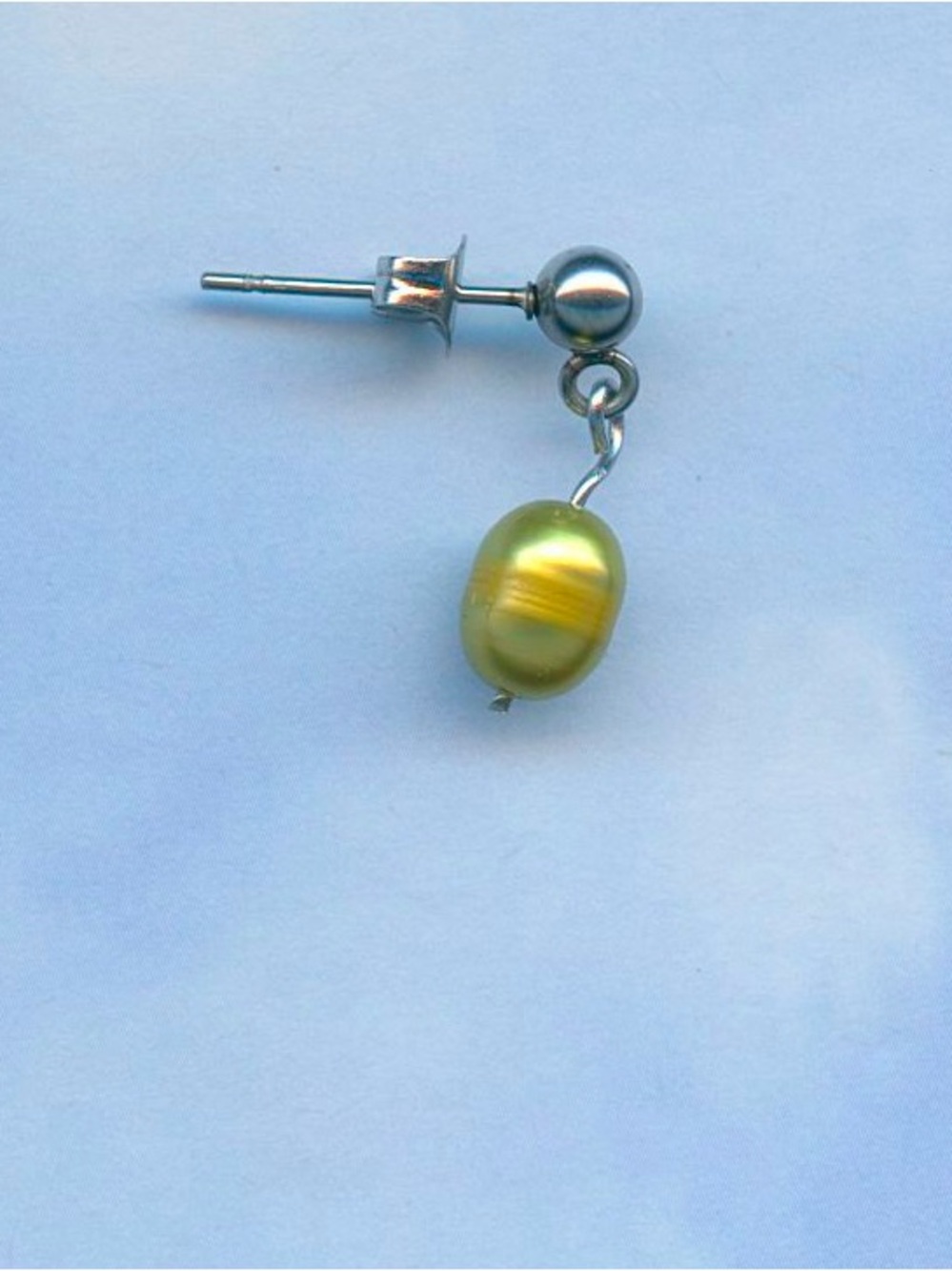Lime Pearl Drop Stud single Earring